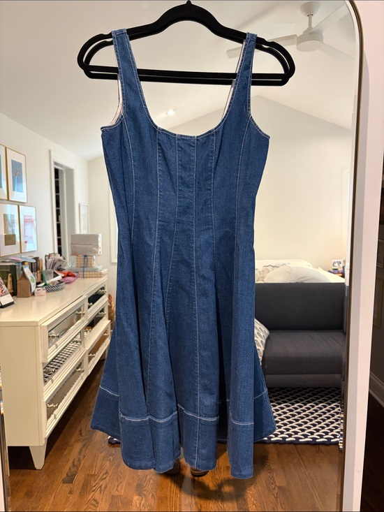 STAUD Dresses & Skirts - STAUD Blue Denim Fit-and-Flare Mini Dress